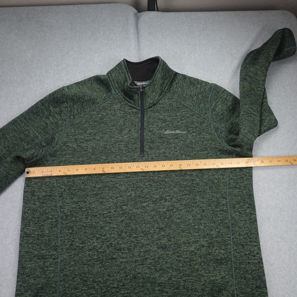 Eddie Bauer Sweater Mens XXL Green Marled 1/4 Zip Fleece Pullover Mock Neck - Picture 10 of 13